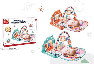Розвивальний килимок для немовляти з музичним ігровим центром — піаніно, дуга, брязкальця, дзеркало 668-151