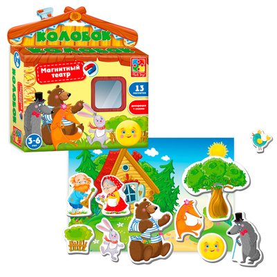 Vladi Toys 3206 - Развивающая игра, магнитный театр для малышей - Колобок, 3206