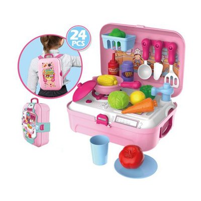 8742 - Детская кухня в чемодане - рюкзачке, плита, продукты