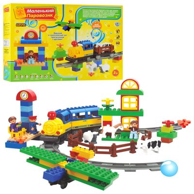 Play Smart 439 - Железная дорога Конструктор для малышей - поезд, ферма фигурки людей и животных, 0439