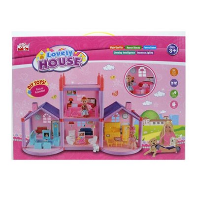 969 - Домик двухэтажный для маленьких кукол с мебелью и аксессуарами, дом для кукол типа лол 10 см
