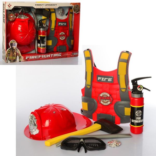 F015C - Дитячий ігровий набір пожежника, жилет, каска, вогнегасник — бризкає водою, набір пожежника F015C