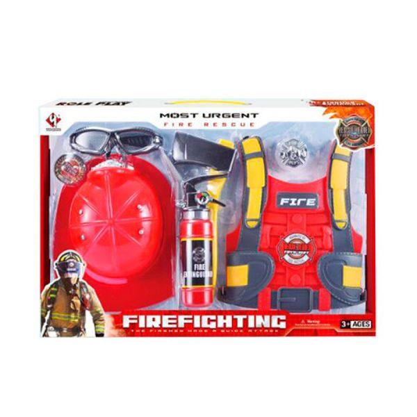 F015C - Дитячий ігровий набір пожежника, жилет, каска, вогнегасник — бризкає водою, набір пожежника F015C