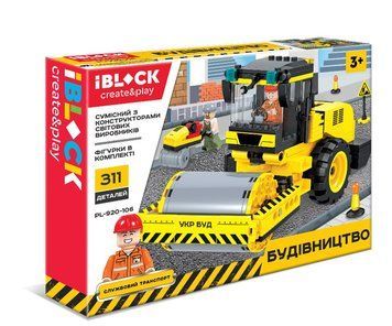 IBLOCK PL-920-106 - Конструктор Будівництво - Будівельна техніка Каток на 311 деталей, серія місто будівництво