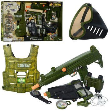 33480 - Детский игровой набор военный комбат&nbsp;жилет, маска, пистолет, 33480
