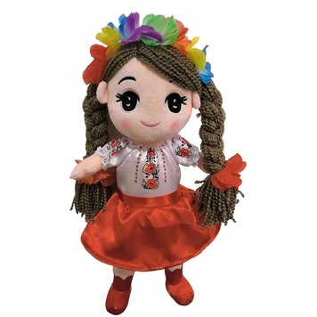 0015 - Лялька Українка - м'яконабивна в українському костюмі, можна робити зачіски, сувенір Україночка