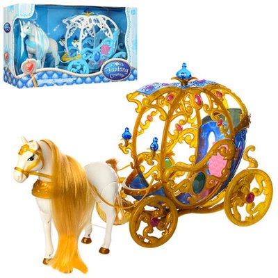 Подарунковий набір карета з конем для ляльки типу барбі, кінь ходить 786943629 фото товару