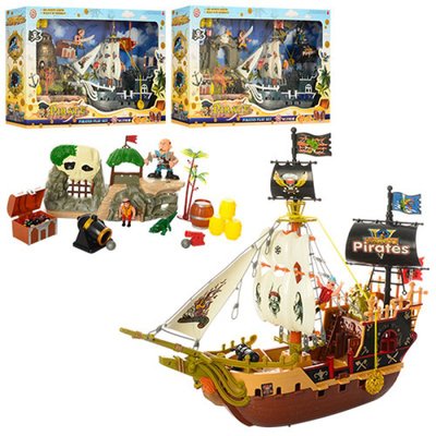 37892 ABC - Пиратский корабль - подарочный игровой набор - серия пираты, корабль, аксессуары, 3 вида, 37892 ABC