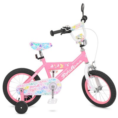 L14131 - Детский двухколесный велосипед для девочки PROFI 14 дюймов розовый Butterfly L14131 