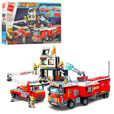 QMan 2810 - Конструктор Пожарный - здание, пожарные машины, пожарные спасатели, 996 деталей