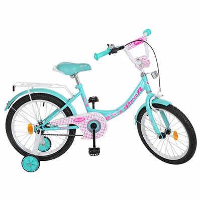 Y1812 - Дитячий двоколісний велосипед для дівчинки PROFI 18 дюймів, Y1812 Princess колір м'ята