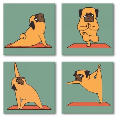 Идейка KNP012 - Набор для творчества - Картина по номерам Полиптих - Йога Собака Yoga-dog, Идейка