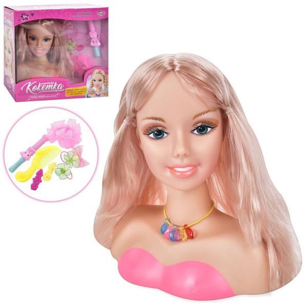 Limo Toy 2312 - Кукла блондинка голова для причесок - манекен длинные светлые волосы чтобы делать прически