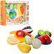 Ігровий набір продукти на липучці фрукти або овочі 6 шт, дощечка, ніж TP222-24 фото 1