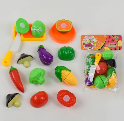 Ігровий набір продукти на липучці овочі 8 шт, дощечка, ніж, в кульку, 6033 6033