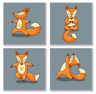 Идейка KNP011 - Набор для творчества - Картина по номерам Полиптих - Йога Лиса Yoga-fox, Идейка