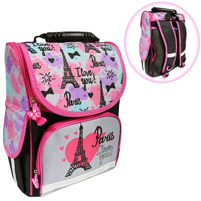 Ранец (рюкзак) - короб ортопедический для девочки - Париж, Эйфелевая башня,размер 34,5*25,5*13см Smile 988408 988408