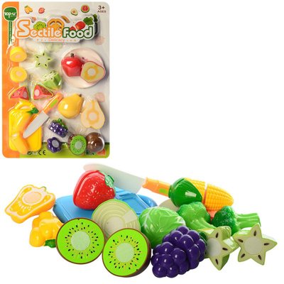 Ігровий набір продукти на липучці фрукти або овочі 8 шт, дощечка, ніж, TP232-36 TP232-36