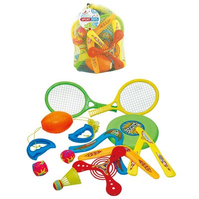 6028 - Детский летний спортивный набор - бадминтон, бумеранги, тарелка, ракетки и т.п.