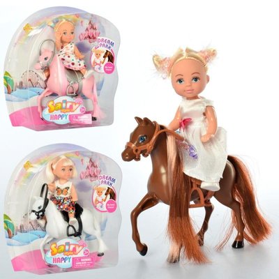 Defa 8410 - Кукла маленькая 10 см на лошадке пони, набор кукла с лошадью