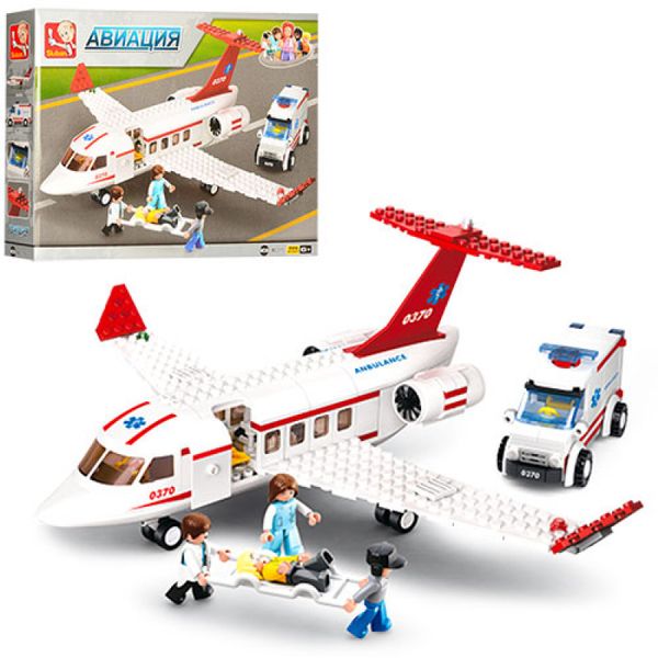 Sluban M38-B0370 - Конструктор із серії Місто Авіація - літак швидкої допомоги, машина, фігурки, 335 деталей