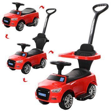 Bambi M 3503A-3 - Каталка толокар Машина красная с ручкой 2 в 1, подставка для ног, музыка, свет, Bambi M 3503A-3