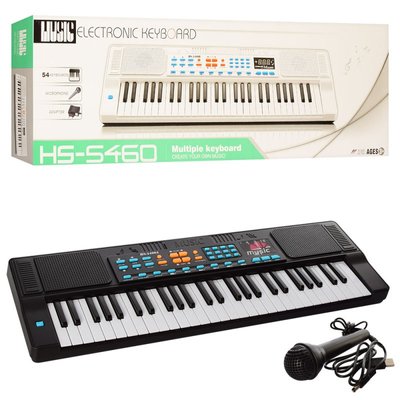 Синтезатор Дитячий музичний центр 54 клавіші, мікрофон, запис, USB шнур, від мережі, дитяче піаніно HS5460A 929141271 фото товару