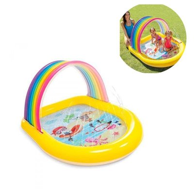 Дитячий надувний басейн для малюків, оснащений розпилювачем води 1638907216 фото товару