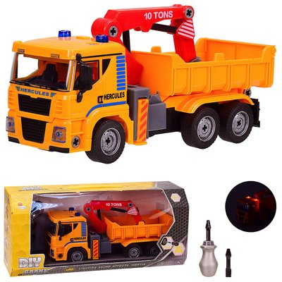 3201 - Конструктор с инструментами, машина на шурупах - грузовик кран - самосвал, отвертка