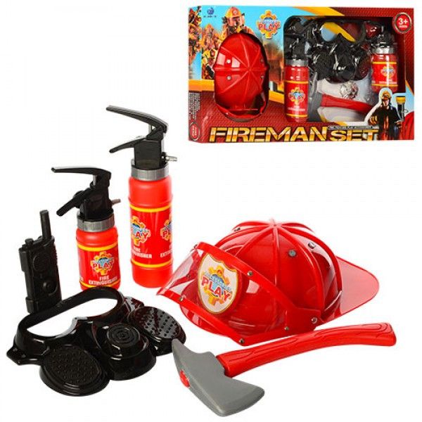 F015D - Ігровий набір пожежника, з каскою, маскою, вогнегасниками, XY807