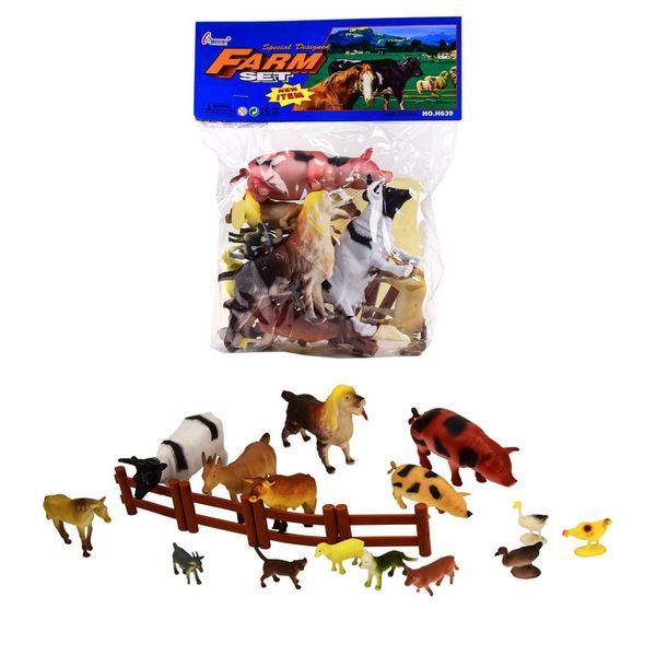 639 ferma - Дитячий ігровий набір "Ферма" - домашні тварини фігурки 15 штук.