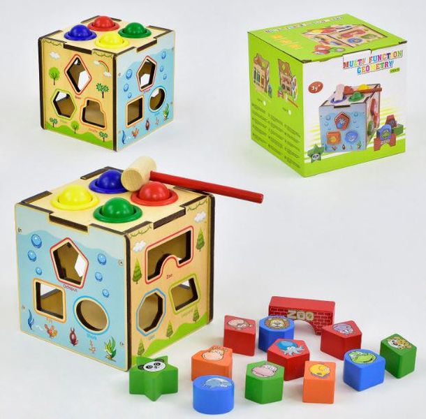Деревянная игра Кубик Сортер, Ксилофор, Лабиринт, Стучалка для развития «Умный малыш» "Логический куб" 600478818 фото товара