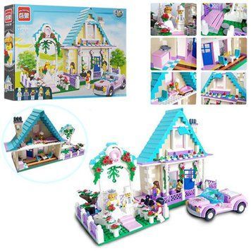 QMan 1129 - Конструктор для девочки BRICK Розовая серия - Дом, свадьба, машина, фигурки, 632 детали