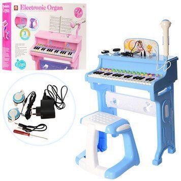Play Smart CV8818-206AB - Дитячий музичний центр Синтезатор на ніжках, стільчик, мікрофон, MP3, USB зарядне, 2 кольори, CV8818-206AB