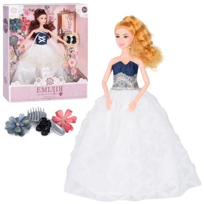 M 4763 - Лялька наречена у весільній сукні з аксесуарами для зачіски