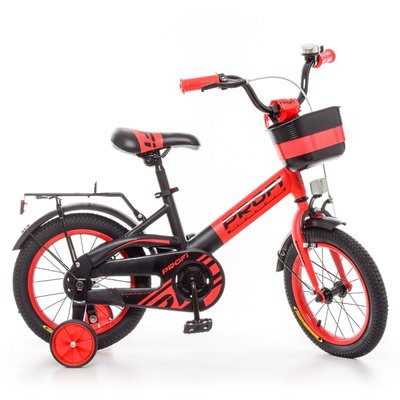 Profi W14115-5 - Дитячий двоколісний велосипед для хлопчика PROFI 14 дюймів (чорно-червоний), Original W14115-5