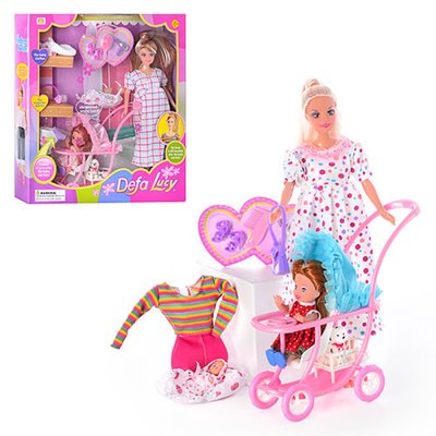 Defa 8049 - Кукла Дефа с дочкой беременная, аксессуары, коляска