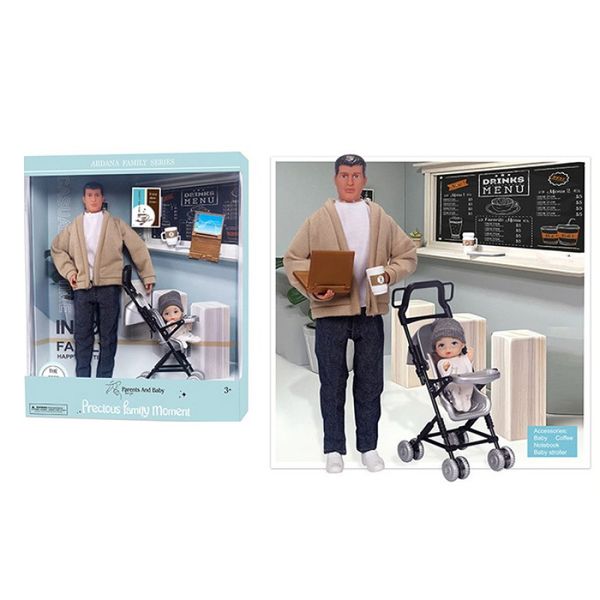 A787-1 - Лялька хлопчик тато Кен з візком і дитиною, набір ляльок сім'я, пупс в колясці