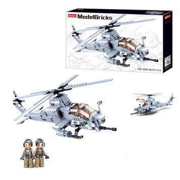 Sluban M38-B0838 - Конструктор&nbsp;Армия - Военный вертолет, фигурки,&nbsp;модель вертолета на 482 детали