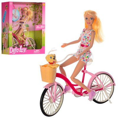 Defa 8276 - Кукла Дефа на велосипеде, кукла 29 см, велосипед для куклы, собачка