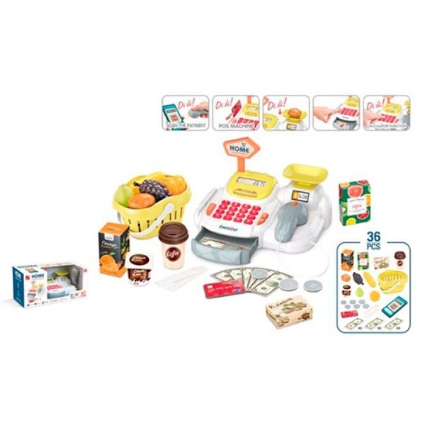 668-115 - Іграшкова каса - сканер, продукти, кошик гроші