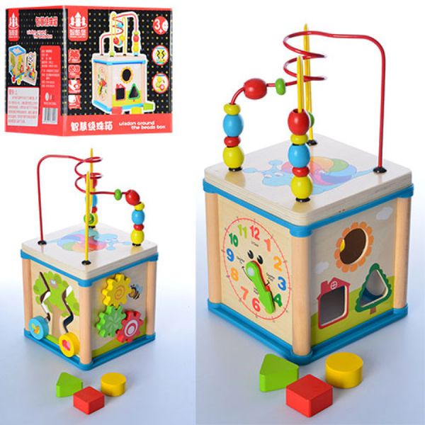 Limo Toy MD 2093, 995 - Деревянная развивающая игра Логический Куб - сортер, лабиринт, часы, шестеренки