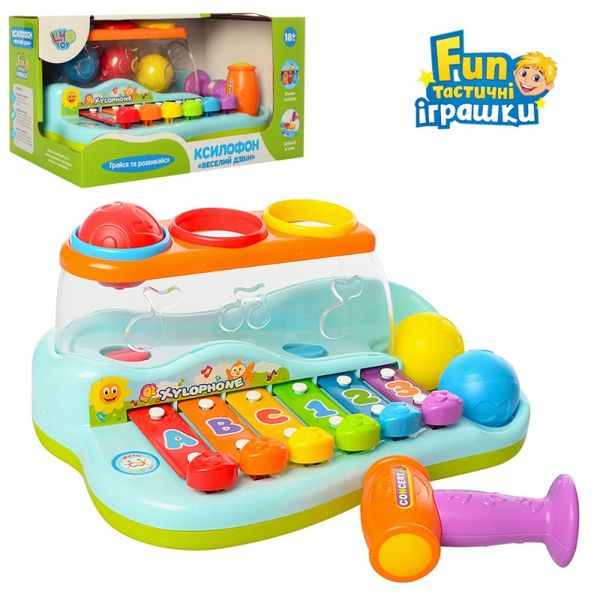 Ксилофон з кульками і молоточком, музична розвиваюча іграшка для малюків, іграшка стукавка 9199