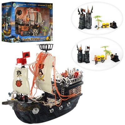 50878 С - Пиратский корабль 40 см - подарочный игровой набор - серия пираты, корабль, крепость, аксессуары, 50878 С