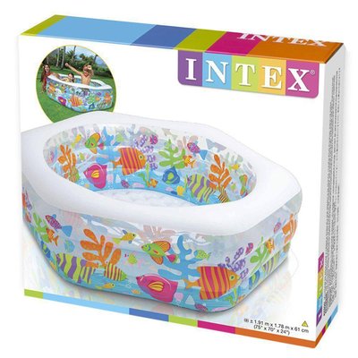 Intex 56493 - Детский надувной бассейн большой круглый "Океанский риф", 541 л, от трех лет