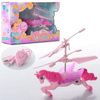 Літаюча Конячка рожева, кінь літає 12 см, світло, акумулятор, USB зарядне, 2200B 2630 (2200B)