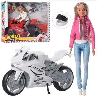 Defa 8459 - Стильная Кукла на мотоцикле, кукла Дефа шарнирная, мопед 33 см