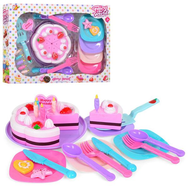 26501 - Іграшкові продукти на липучках "Торт", посуд, свічки