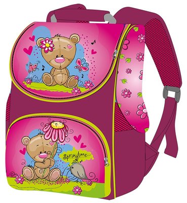 988632 - Ранець (рюкзак) - короб ортопедический для девочки - Мишка Тедди, размер 33*26*15см Smile 988632