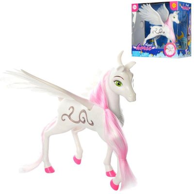 8325 - Детская игрушка Лошадь ангел,белая лошадь с крыльями, 23 см, звук, свет